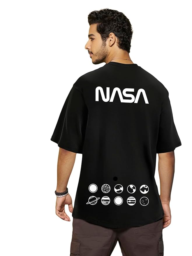 Men's Graphic Printed Oversized Fit Half Sleeve Round Neck Cotton T-Shirt