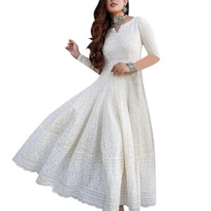 Women's & Girl's White Color Chikankari